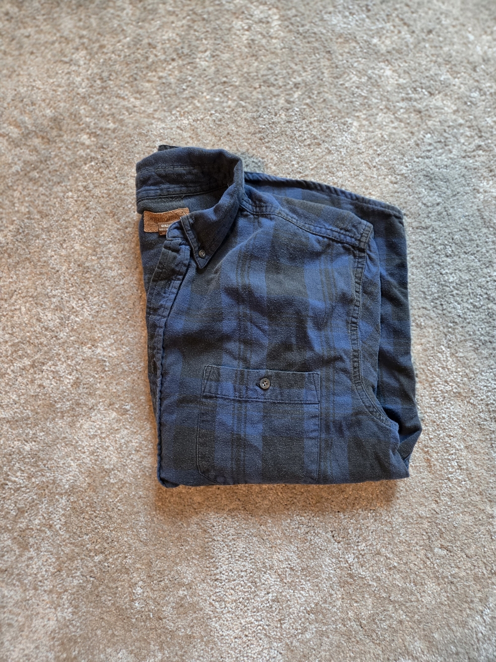 Blue and Black Plaid Button-Up Shirt